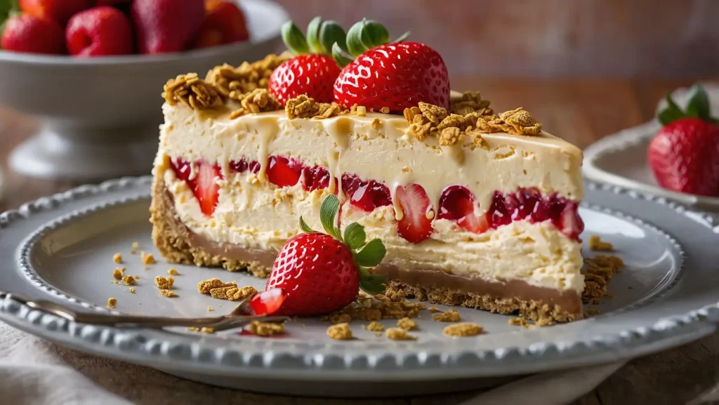 Easy Strawberry Crunch Cheesecake Recipe 